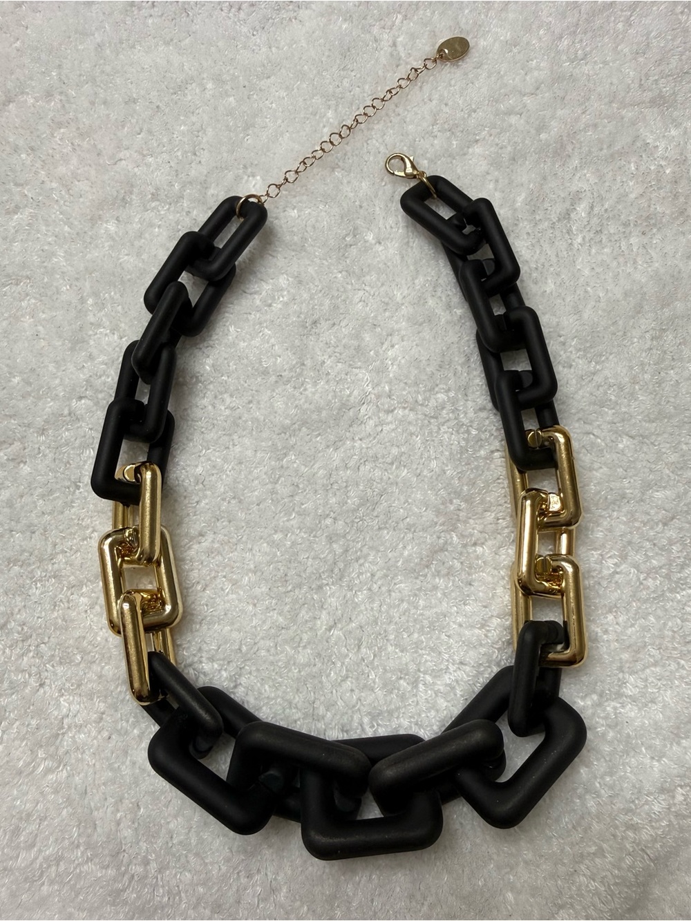 Black and Gold Link Statement Necklace - Women Jewelry